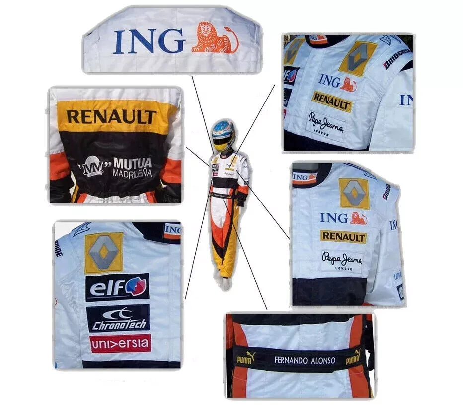 Fernando Alonso's 2008 Go-Kart Race Suit Adorned with Embroidery