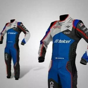 Telcel sublimation kart racing suit.