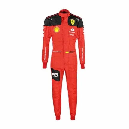 2023 New Carlos Sainz Jr Race Scuderia Ferrari F1 Racing Suit - Image 2